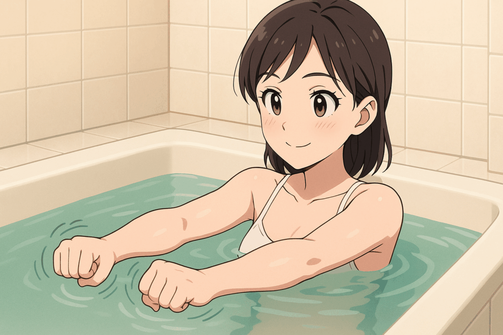 Shaking exercise while bathing_
YAKUDACHITAI